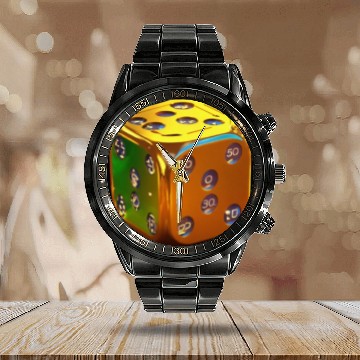 Discover Dice Game Boy Casino 3D Art Calendar Steel Band Watch