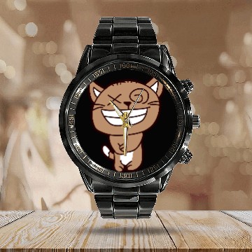 Discover Crazy Cat Weird Funny Eyes Cool Grimace Cartoon Calendar Steel Band Watch
