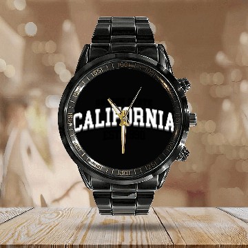 Discover California Golden State Calendar Steel Band Watch