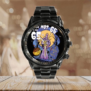 Discover 66th Birthday Bash - 65 + Zombie Finger for Calendar Steel Band Watch