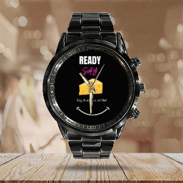 Discover SAY CHEESE Calendar Steel Band Watch