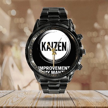 Discover Kaizen Improvement Is My Mantra Circle Calendar Steel Band Watch