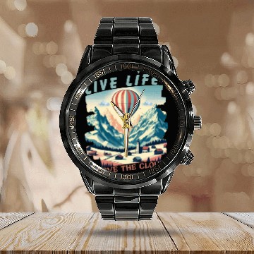 Discover Live life above the clouds - Hot Air Balloon Calendar Steel Band Watch