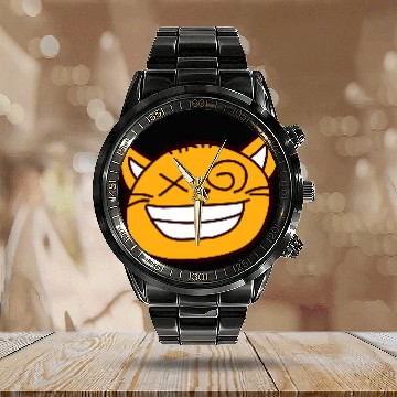 Discover Crazy Cat Weird Funny Eyes Cool Grimace Cartoon Calendar Steel Band Watch