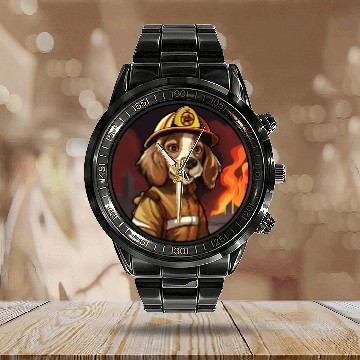 Discover Dogs Firefighter Calendar Steel Band Watch