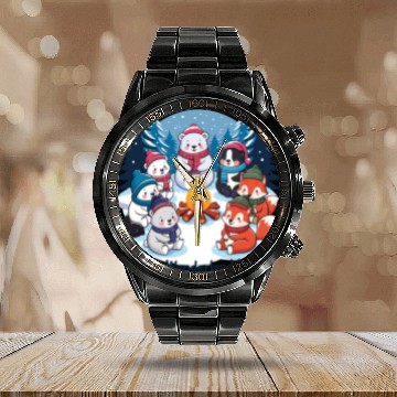 Discover Winter wonderland vibes Calendar Steel Band Watch