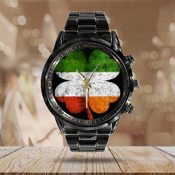 Discover Italian Irish Shamrock Italy Ireland Flag Calendar Steel Band Watch