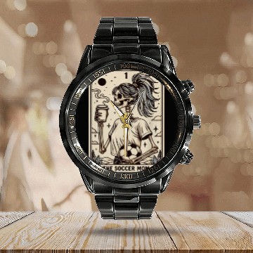 Discover Soccer Mom Tarot Card Vintage Halloween Calendar Steel Band Watch