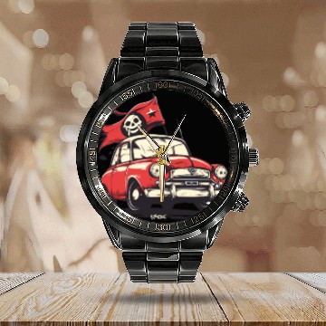 Discover Communist Soviet Pirate Retro Car Calendar Steel Band Watch