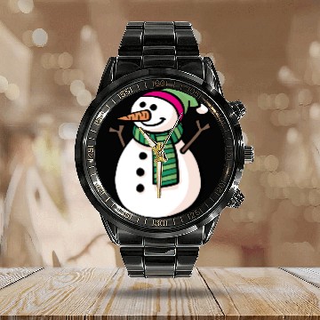 Discover Snowman Design for Winter Apparel Calendar Steel Band Watch