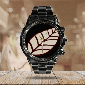 Discover Small Pretty Leaf Brown Autumn Eco Tree Cool Leaf Calendar Steel Band Watch