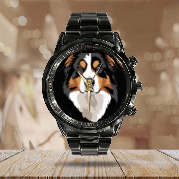 Discover Australian Shepherd Calendar Steel Band Watch