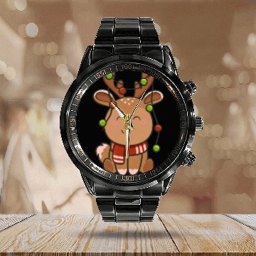 Discover Cute reindeer Calendar Steel Band Watch