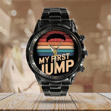 Discover Skydiving Adventure: My First Jump Calendar Steel Band Watch