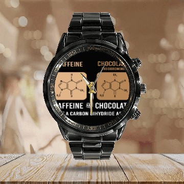 Discover Caffeine Chocolate Funny Organic Chemistry Calendar Steel Band Watch