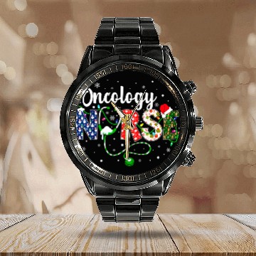 Discover Oncology Nurse Xmas Santa Hat Nurse Christmas Calendar Steel Band Watch