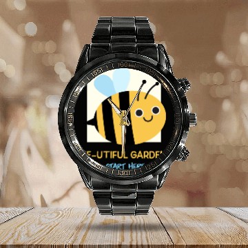 Discover Bee-utiful Gardens Start Here Bee Gardening Calendar Steel Band Watch