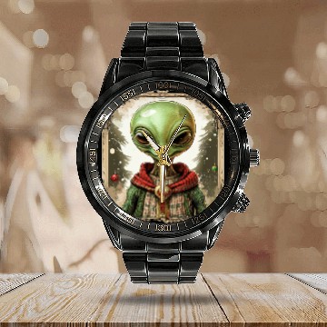 Discover Aliens Christmas Calendar Steel Band Watch