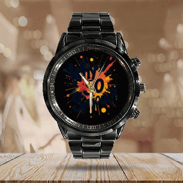 Discover Why So Serious Chaotic Abstract Art Calendar Steel Band Watch