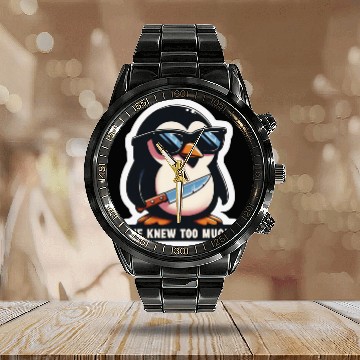 Discover Cool penguin wearing sunglasses Calendar Steel Band Watch