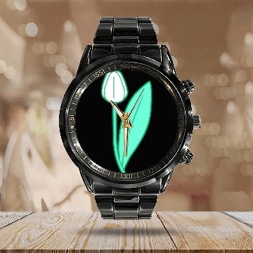 Discover White Tulip Beautiful Flower Pretty Spring Summer Calendar Steel Band Watch