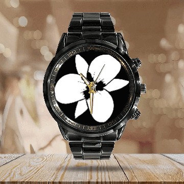 Discover White Beautiful Flower Spring Summer Nature Flower Calendar Steel Band Watch