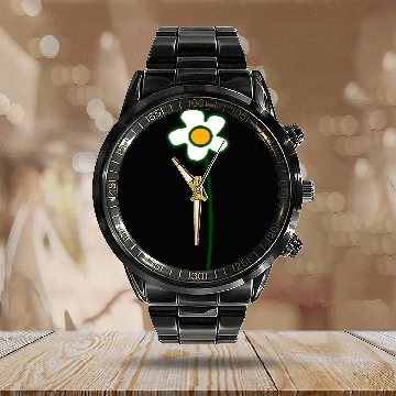 Discover White Daisies Flower Spring Summer Flowers Nature Calendar Steel Band Watch