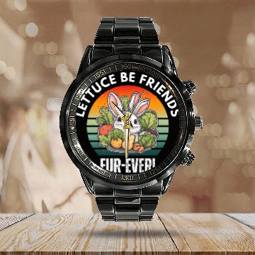 Discover LETTUCE BE FRIENDS FUR-EVER Calendar Steel Band Watch