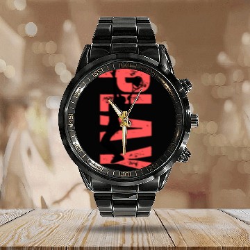 Discover Play Tennis female coral Calendar Steel Band Watch