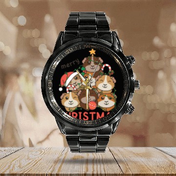 Discover Guinea Pig Christmas Tree Merry Christmas Calendar Steel Band Watch