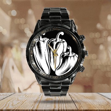 Discover Three Peppers Simple Vegetable Design Calendar Steel Band Watch