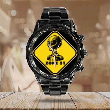 Discover Area 51 Calendar Steel Band Watch