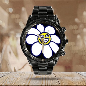 Discover Sweet Flower Spring Summer Nature Funny Face Fun Calendar Steel Band Watch