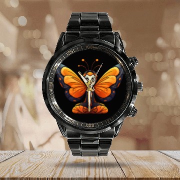 Discover Butterfly Yoga Calendar Steel Band Watch