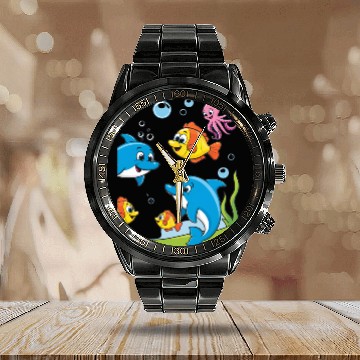 Discover Dolphins and Friends Calendar Steel Band Watch
