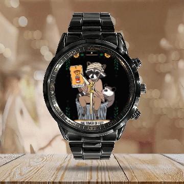 Discover Raccoon Tarot Humor The Hanged Snack Card Calendar Steel Band Watch