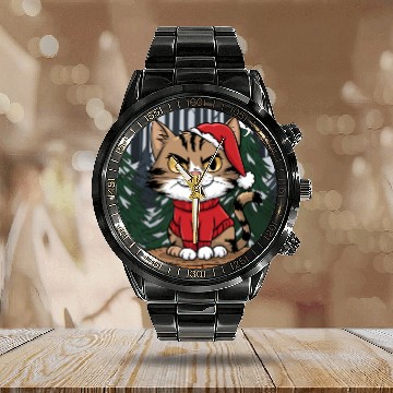 Discover Merry Meow Dammit Cat Calendar Steel Band Watch
