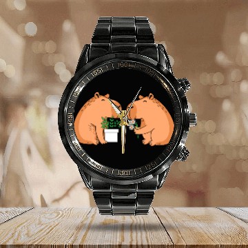 Discover Cute Gardening Garden Capybara Flower Calendar Steel Band Watch