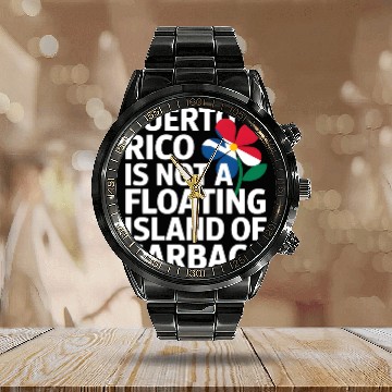 Discover Puerto Rico Pride Bold Awareness Statement Calendar Steel Band Watch