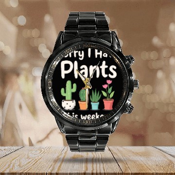Discover Funny Plant Lover Gardening Humor - Weekend Plans Calendar Steel Band Watch