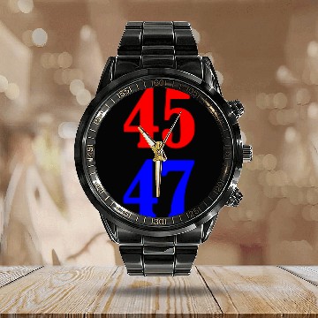 Discover Trump President 45 & 47 Calendar Steel Band Watch