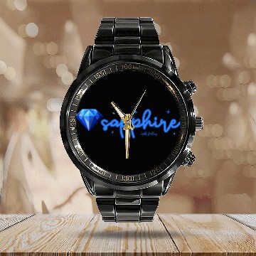 Discover Sapphire gemstone jewel Calendar Steel Band Watch