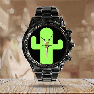 Discover Cactus Face Fear Sad Spines Desert Funny Cacti Fun Calendar Steel Band Watch