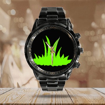 Discover Meadow Many Grasses Blades Of Grass Green Nature Calendar Steel Band Watch