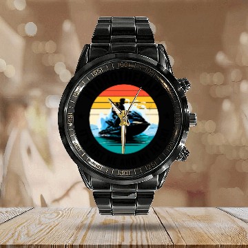 Discover Jet Ski Hydrotherapy Ocean Adventure Watersports Calendar Steel Band Watch