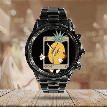 Discover pineapple funny Calendar Steel Band Watch