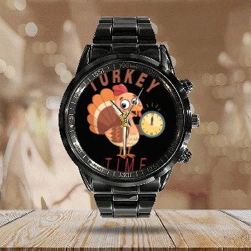 Discover Turkey Time /Thanksgiving Calendar Steel Band Watch