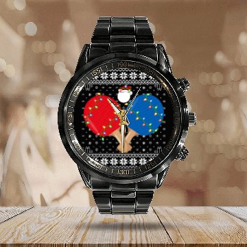 Discover Table Tennis Player Ugly Christmas Calendar Steel Band Watch