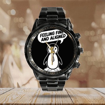Discover Feeling Fine And Aligned Mindfulness Penguin Calendar Steel Band Watch