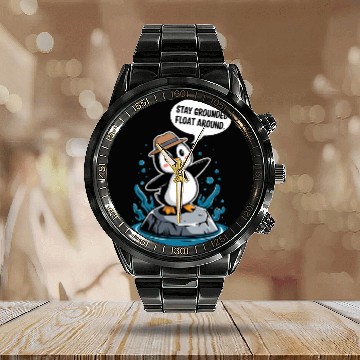 Discover Stay Grounded Float Around Mindfulness Penguin Calendar Steel Band Watch